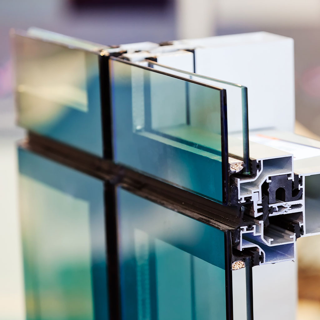 سطح مقطع نمای شیشه ای سیستم کرتین وال