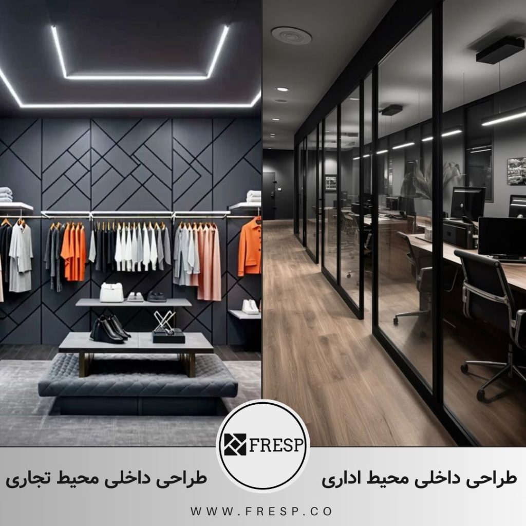 نمونه دکوراسیون داخلی محیط اداری تجاری