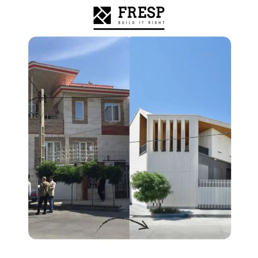 Before and after of building renovation